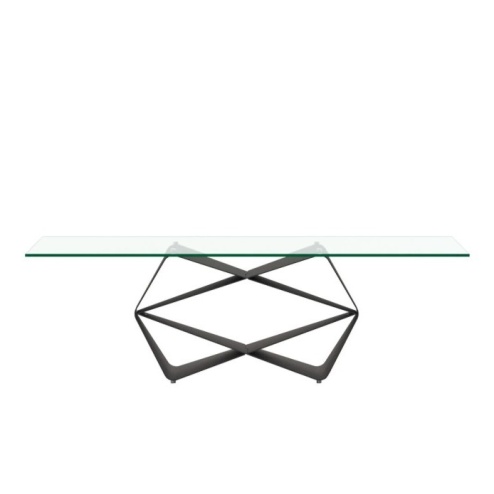 Tavolo fisso Gem Ozzio piano in Cristallo, Ceramica e Marble Glass 200x100 cm